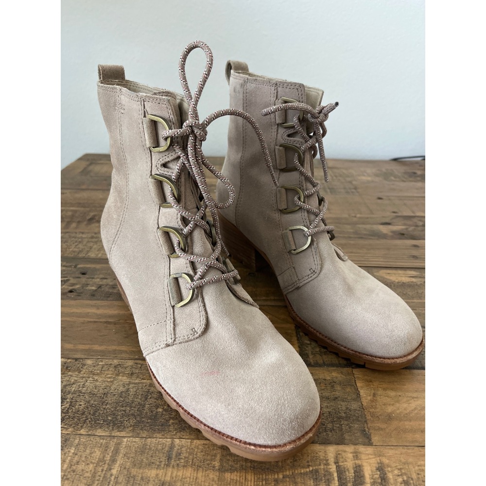 Sorel Lennox Lace Quarry Grey Suede Ankle Boots NL4314-264 Womens 10.5